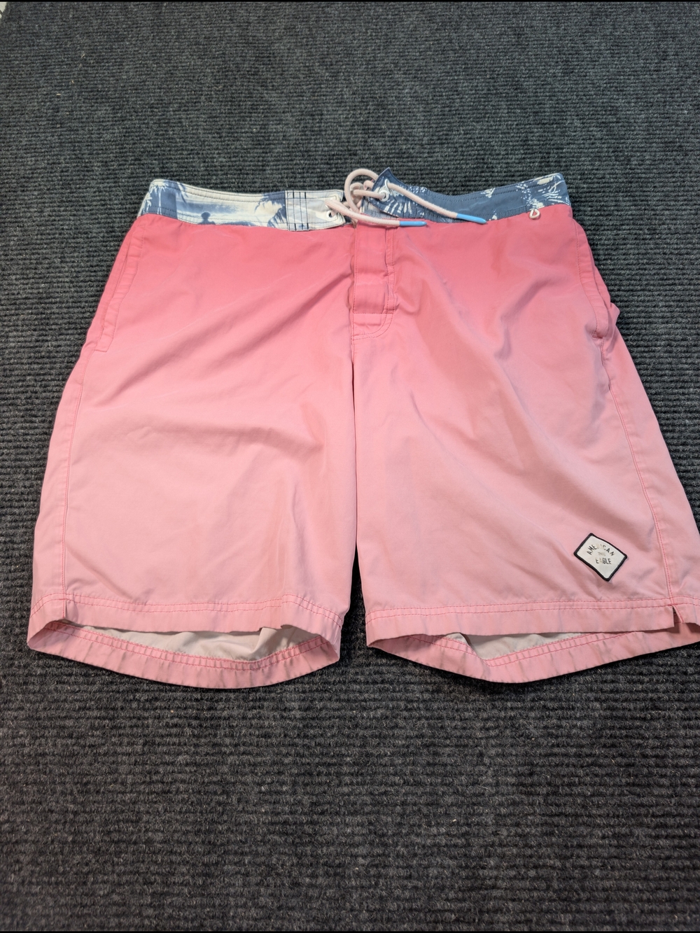 American Eagle Outfitters Pink Swim Shorts with Blue Contrast Waistband